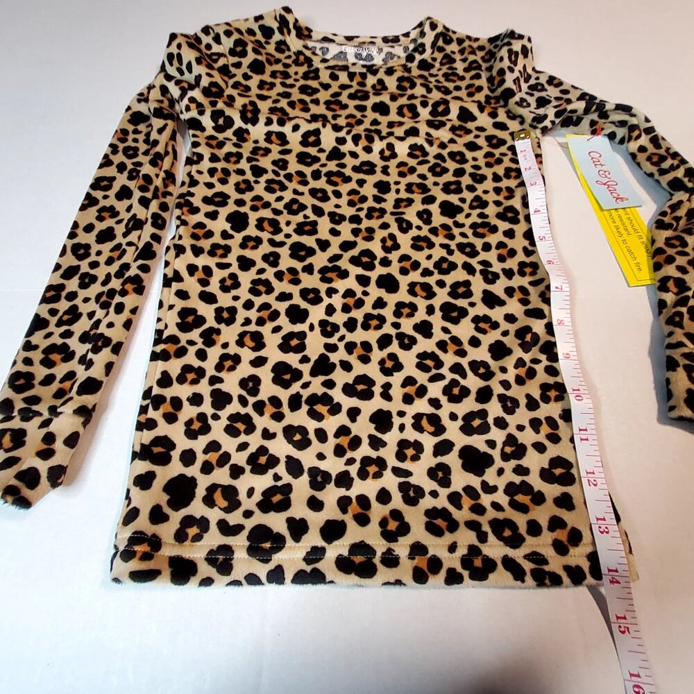 Cat And Jack Leopard Print Long Sleeve Stretchy Pajama Set For Women Size 8 - Picture 5 of 13